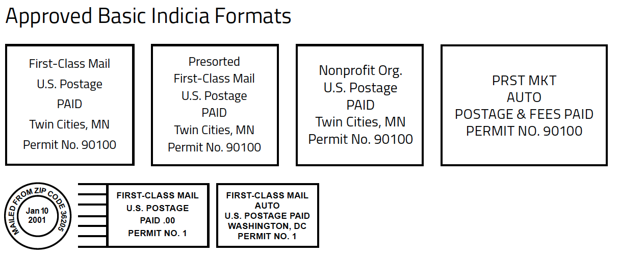 Approved Basic Indicia Formats