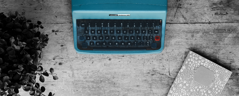 a blue typewriter