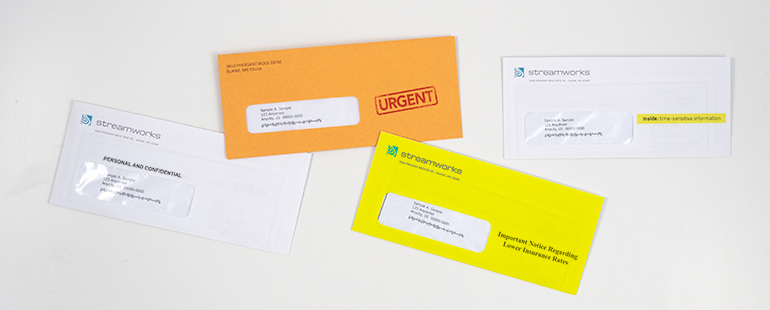 Mail pieces on display