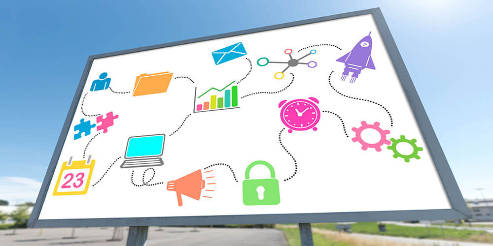 Omnichannel marketing infographic illustrating direct mail integration with digital channels including email, analytics, automation, and multichannel customer journeys