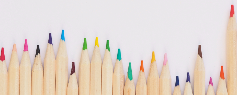 a lineup of color pencil tips