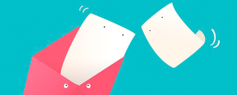 a graphic of two pieces of mail