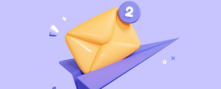 a paper airplane carrying a piece of mail