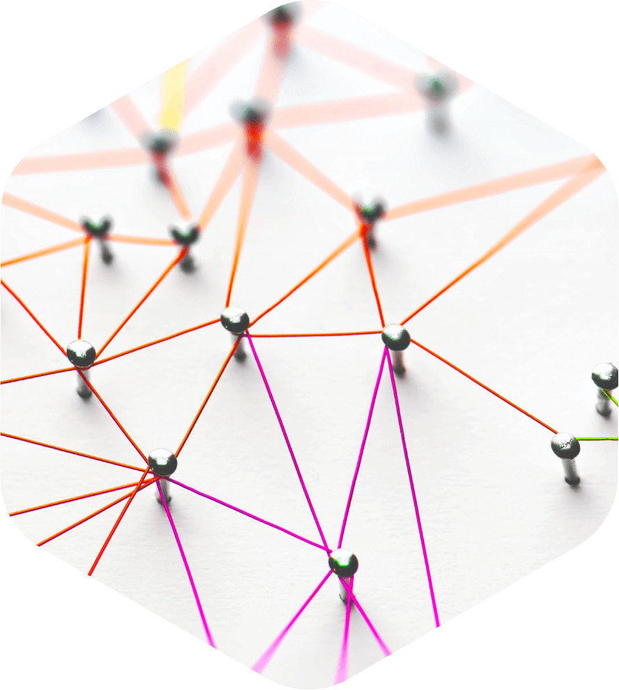 Network of connected nodes illustration.