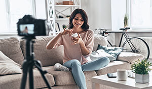 IHUT panelist testing skincare product at home during in-home usage test recording session